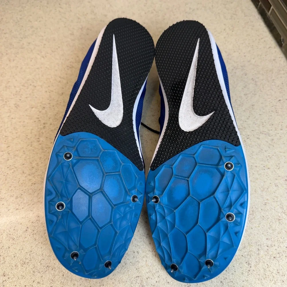 Nike Zoom Rival D 10 Mens 12 Blue &  White Track Field Racing‎ Spikes 907566-400